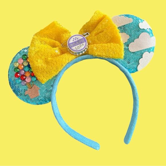 Up Balloons Minnie Mickey Mouse Ear Headband with sequin Bow NEW - Picture 1 of 4